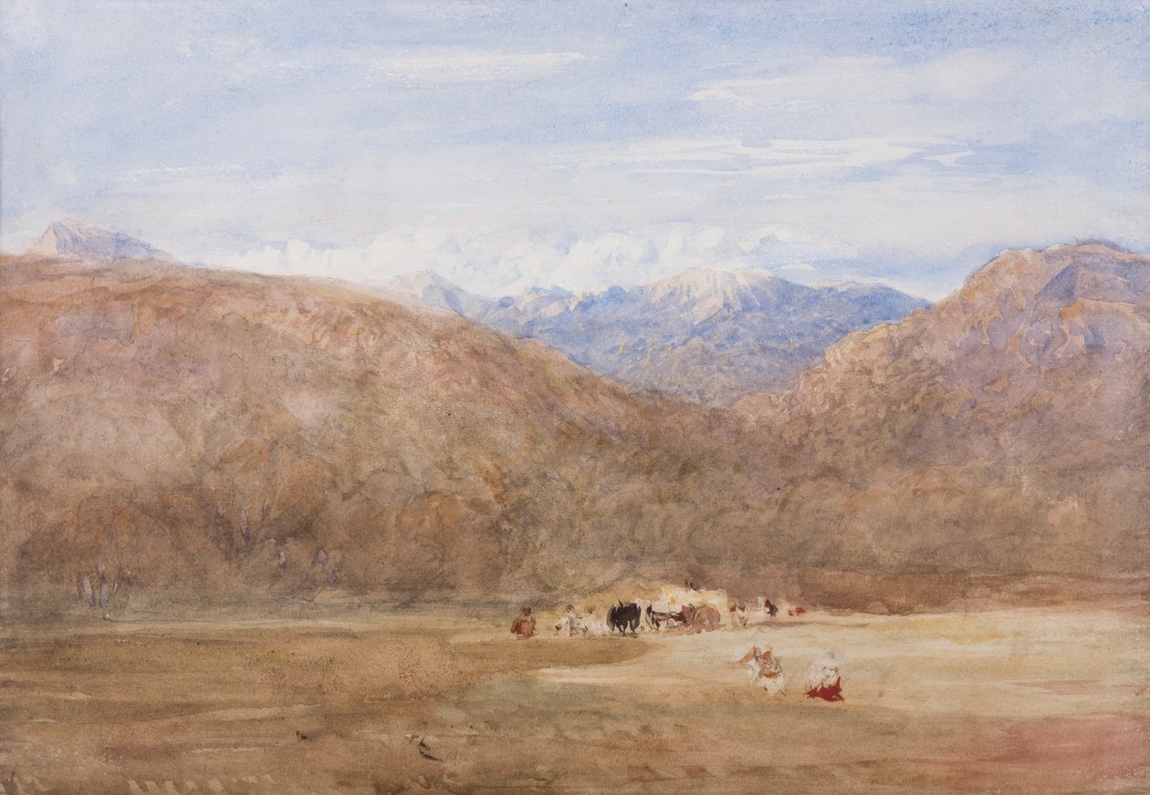 डॉलगेलान के पास मावडच पर एक घास के मैदान से कैडर इदरिस और माइनेड मोल, c.1840 (कागज पर पेंसिल und wc) द्वारा डेविड कॉक्स