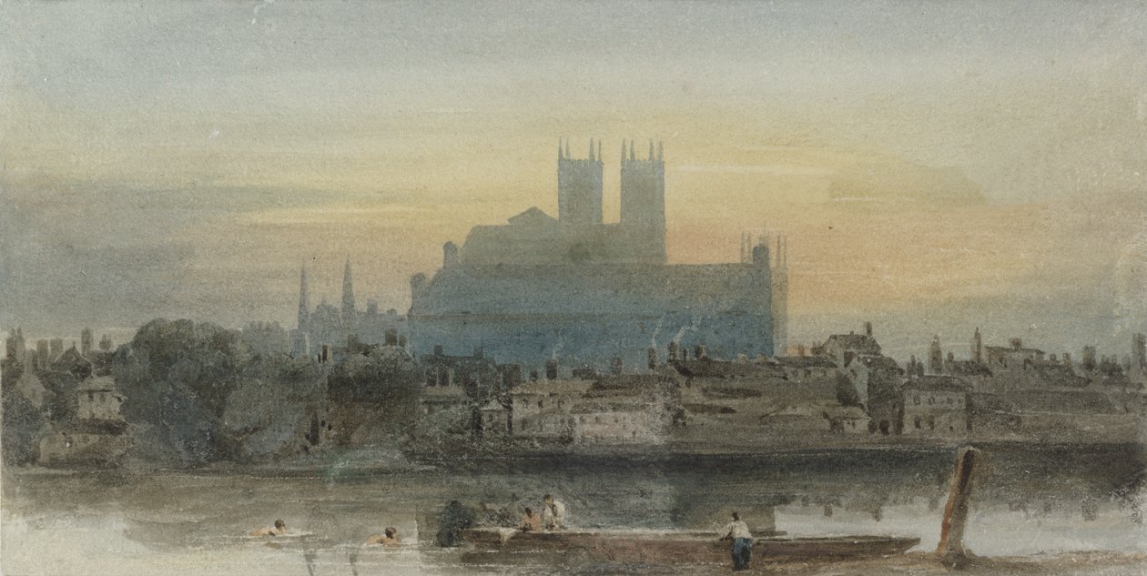 लैम्बेथ का वेस्टमिंस्टर, c.1813 (पेपर पर स्क्रैचिंग के साथ ग्रेफाइट से अधिक) द्वारा डेविड कॉक्स