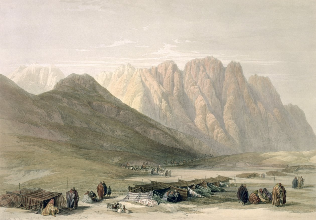 औलाद-सैद, माउंट सिनाई, फरवरी 18 1839 की प्रदर्शनी, &39;द होली लैंड&39; के वॉल्यूम III से प्लेट 110, लुई हागे (1806-85) पब द्वारा उकेरी गई। 1849 द्वारा डेविड रॉबर्ट्स