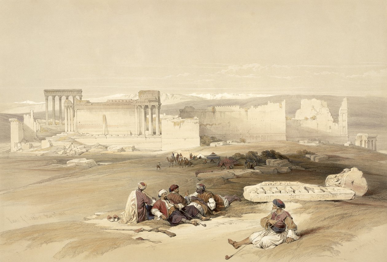 बाल्बेक के खंडहर, मई 5, 1839, लुई होघे (1806-85) पब द्वारा उत्कीर्ण &39;द होली लैंड&39; के खंड II से प्लेट 77। 1843 द्वारा डेविड रॉबर्ट्स
