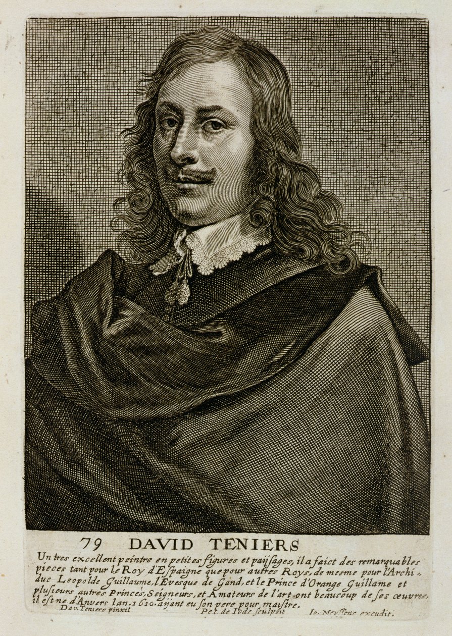 पीटर पोर्ट जोड II (1606-p.1674) द्वारा उत्कीर्ण कलाकारों के चित्रों की एक श्रृंखला से सेल्फ पोर्ट्रेट, प्लेट 79 द्वारा डेविड टेनियर्स द यंगर