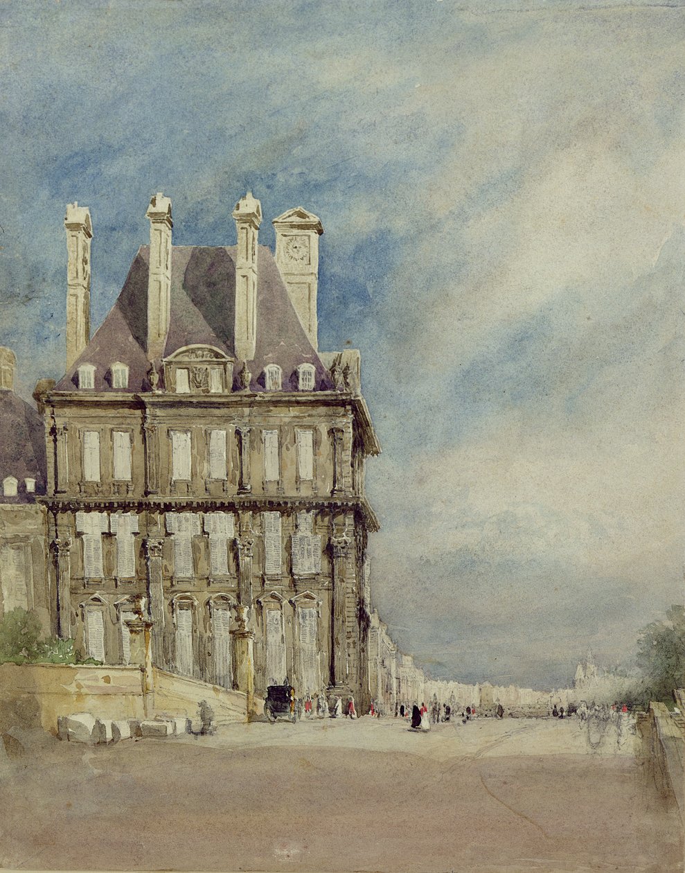 Pavillon de Flore, Tuileries, Paris (जल रंग और कागज पर गौचे) द्वारा डेविड कॉक्स