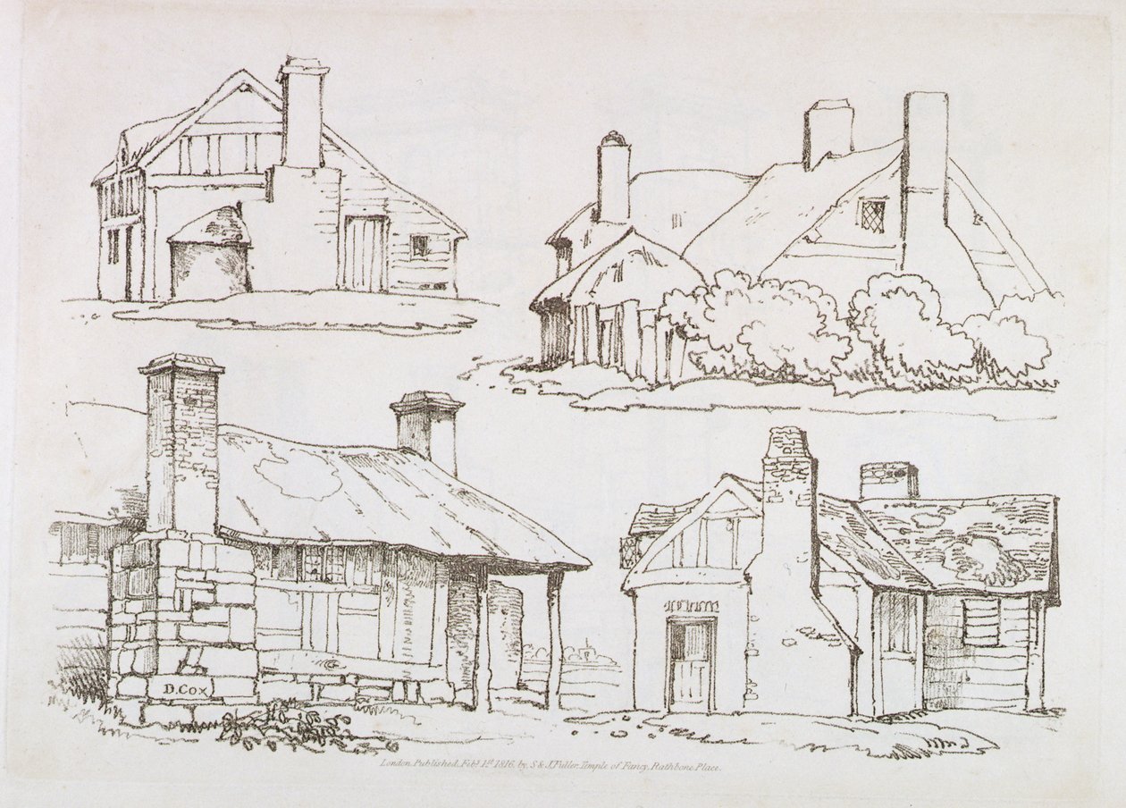 1816 के लिए लैंडस्केप पर प्रगतिशील पाठ से प्लेट 3, 1816 (सॉफ्ट ग्राउंड ईचिंग) द्वारा डेविड कॉक्स