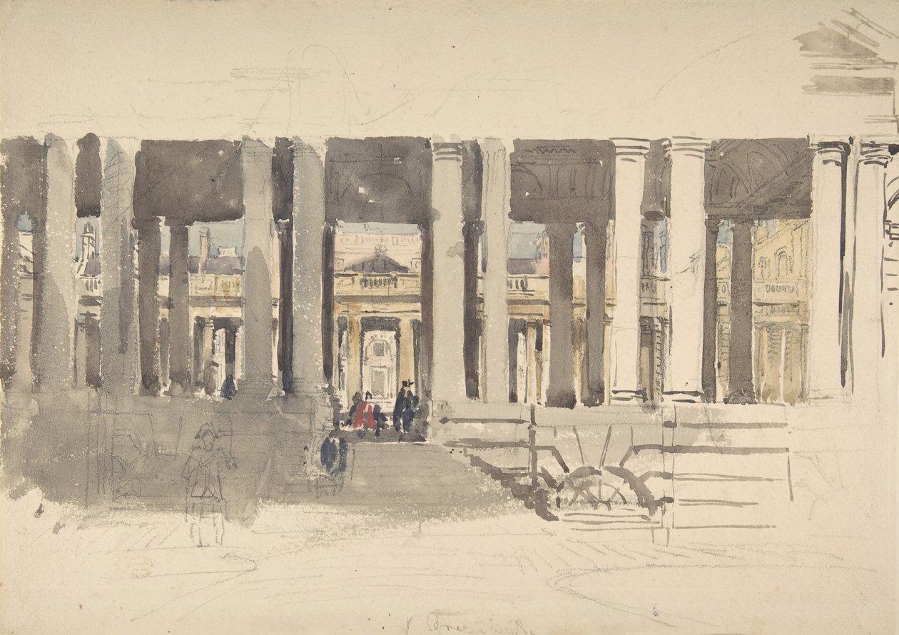 ग्रीनविच हॉस्पिटल रेक्टो, स्टडी ऑफ़ ए बिल्डिंग वर्सो, सीए। 1831. द्वारा डेविड कॉक्स बड़े