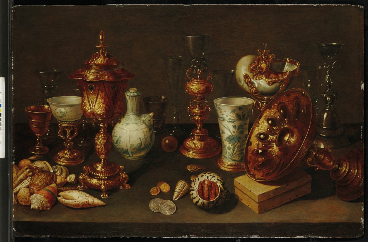 नॉटिलस, vases, चश्मा और कोरल शाखाओं के साथ गोले के साथ अभी भी जीवन द्वारा डेविड द्वितीय रेकैर्ट