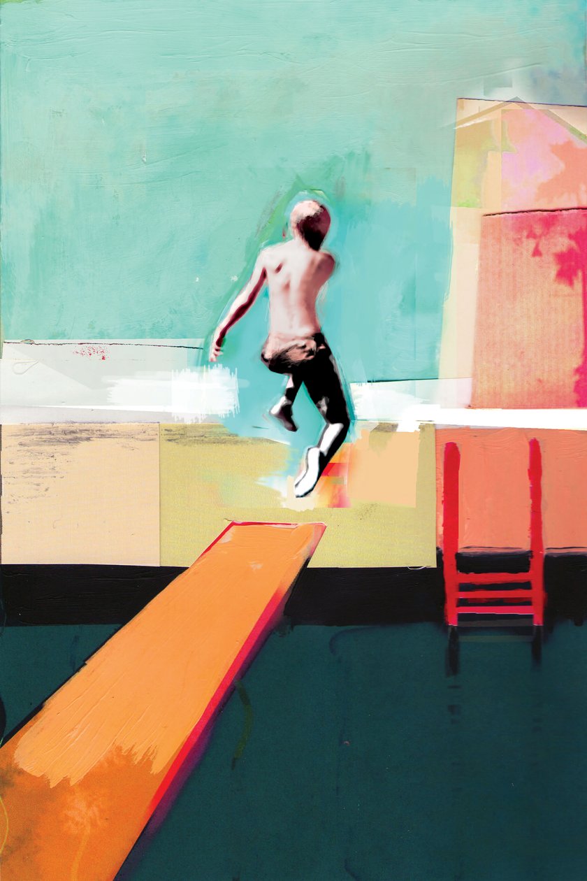 पूल दिवस, 2011, कागज पर कोलाज द्वारा डेविड मैककोनोची