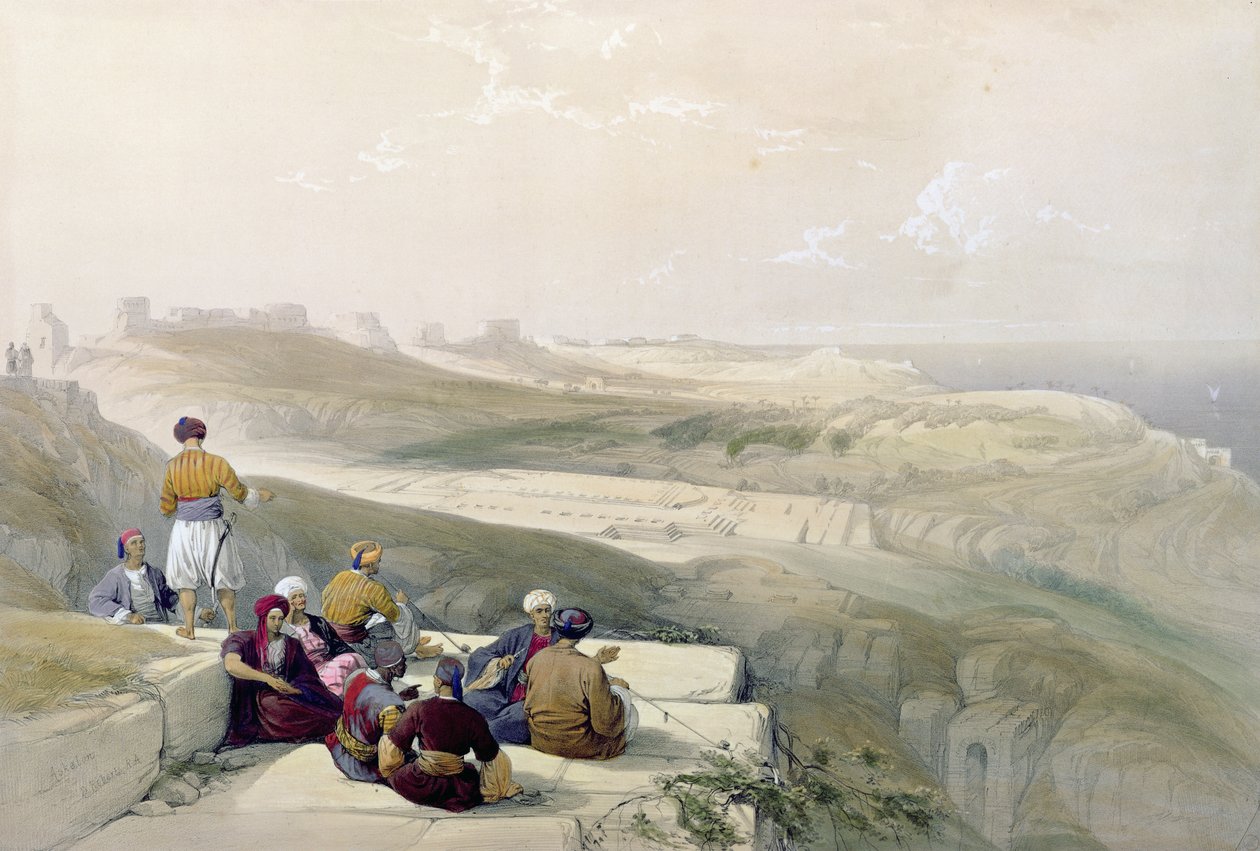 आस्कलोन, &39;द होली लैंड&39; के वॉल्यूम II से प्लेट 57, लुई हागे (1806-85) पब द्वारा उकेरी गई। 1843 द्वारा डेविड रॉबर्ट्स