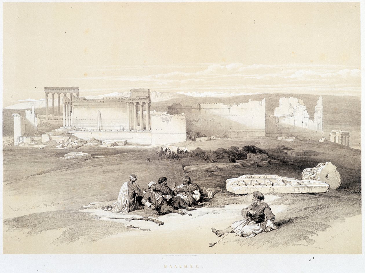 लेबनान में बालबेक (बालबेक), "द होली लैंड" में 05/05/1839 को बनाया गया, लंदन 1849 द्वारा डेविड रॉबर्ट्स