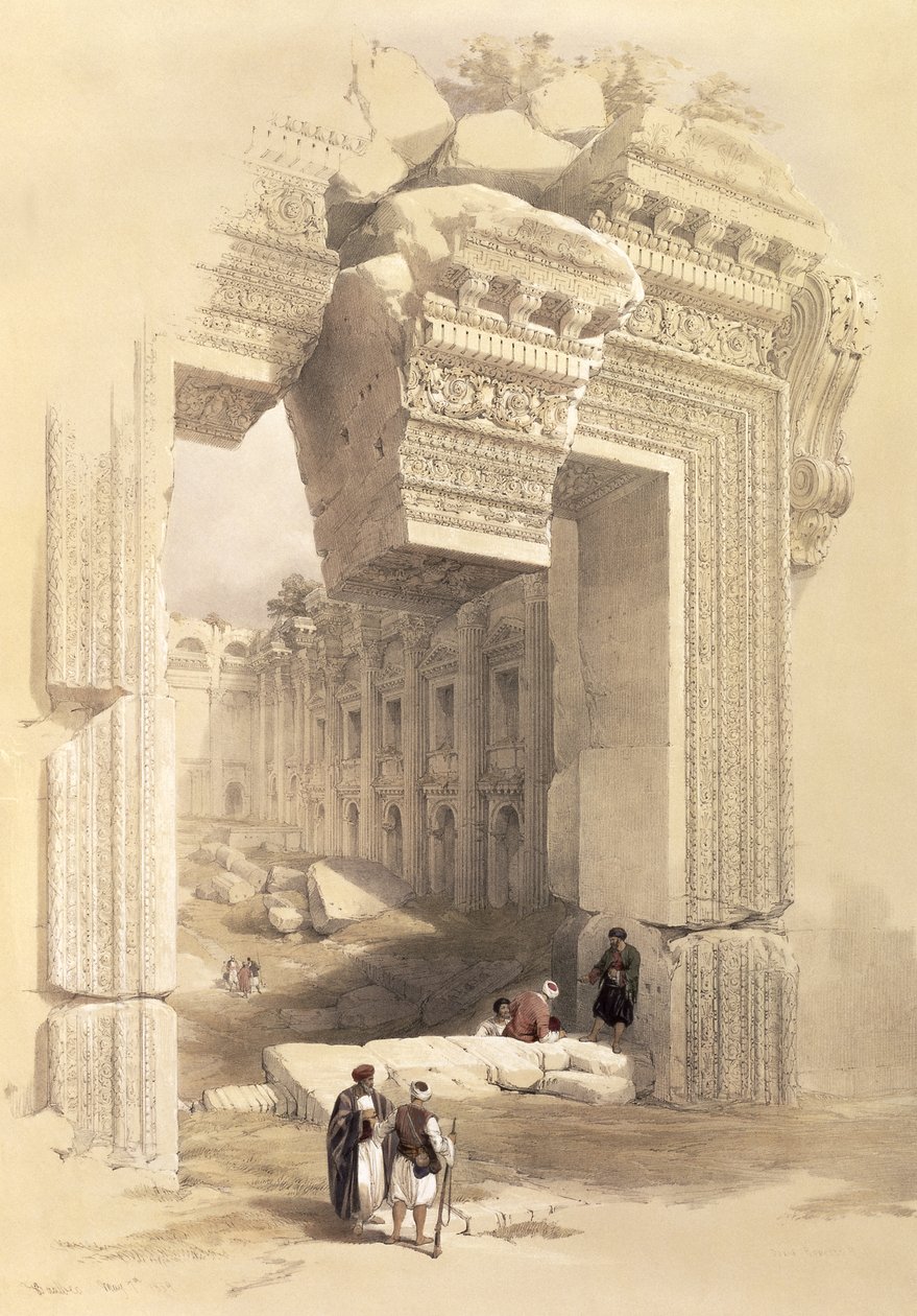 बाल्बेक, 7 मई 1839, लुई हागे (1806-85) पब द्वारा उत्कीर्ण &39;द होली लैंड&39; के खंड II से प्लेट 81 1843 द्वारा डेविड रॉबर्ट्स