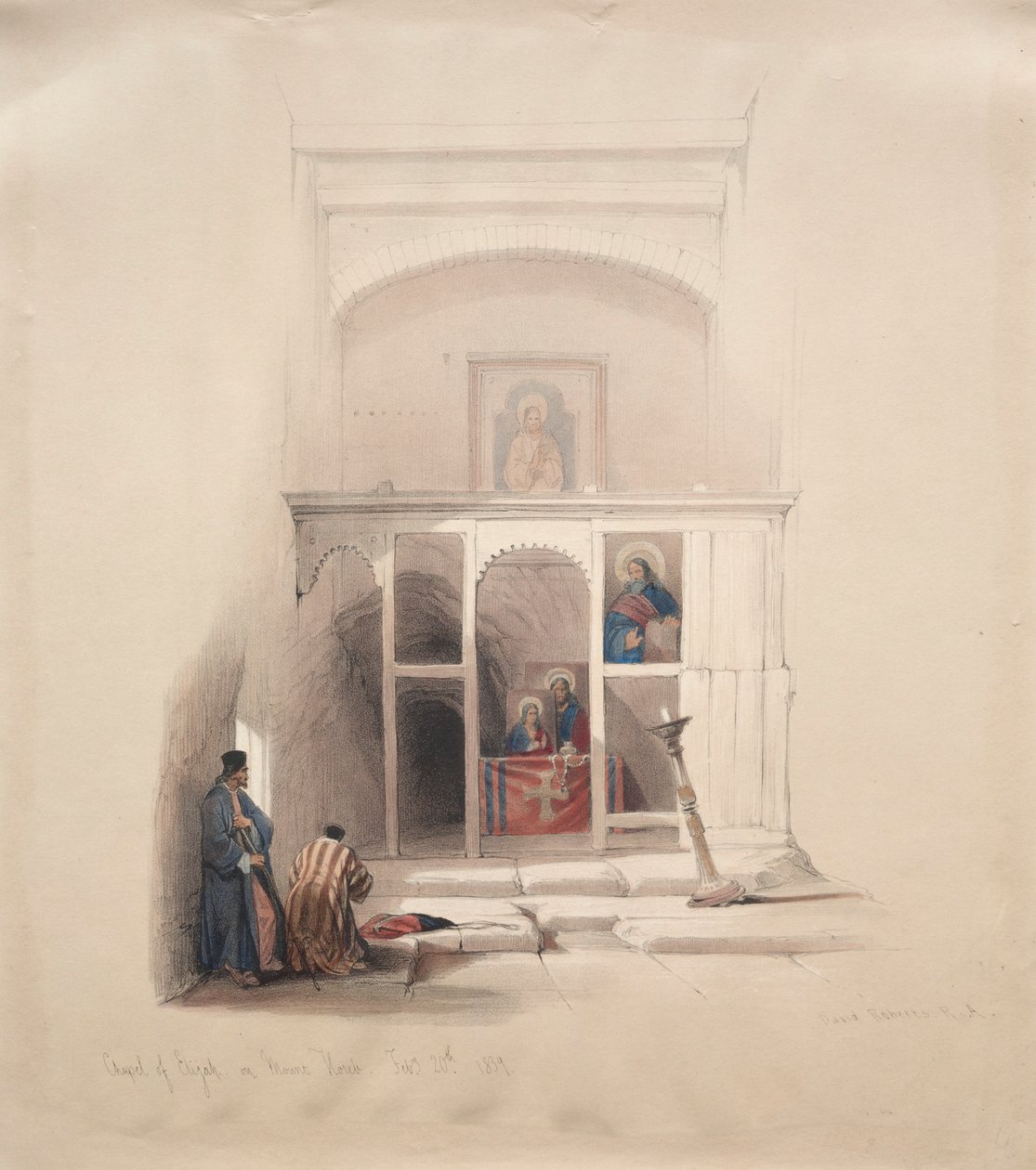 1839 में माउंट होरेब पर एलियाह का चैपल। द्वारा डेविड रॉबर्ट्स