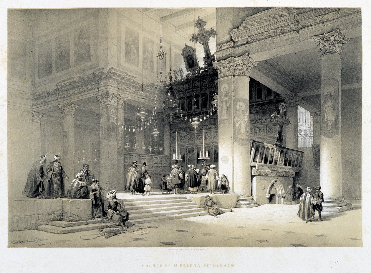 चर्च ऑफ सेंट हेलेना, बेथलहम (बेथलहम) - "द होली लैंड" में, लंदन 1849 द्वारा डेविड रॉबर्ट्स