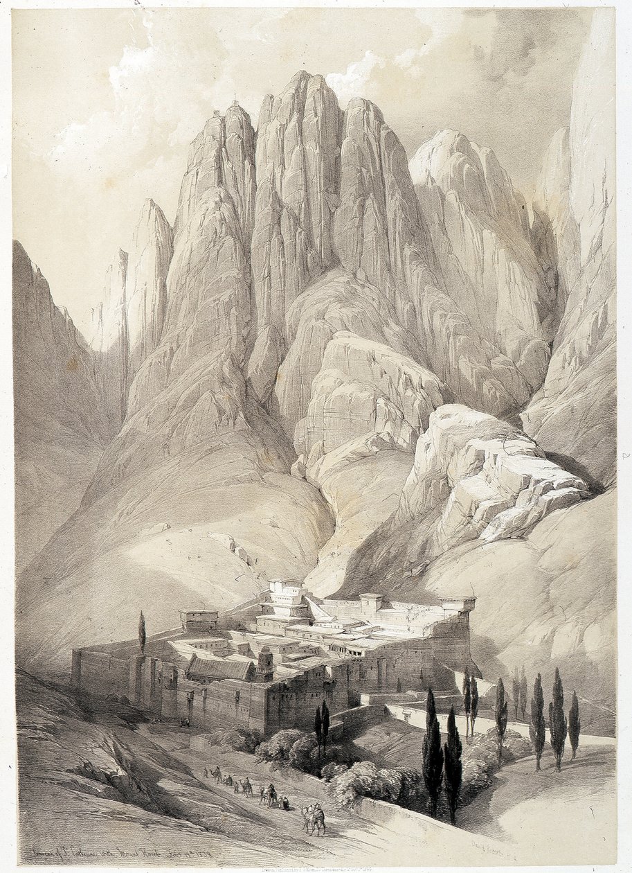 कॉन्वेंट ऑफ़ सेंट कैथरीन, 19/02/1839 को "द होली लैंड", लंदन 1849 में बनाई गई ड्राइंग। द्वारा डेविड रॉबर्ट्स