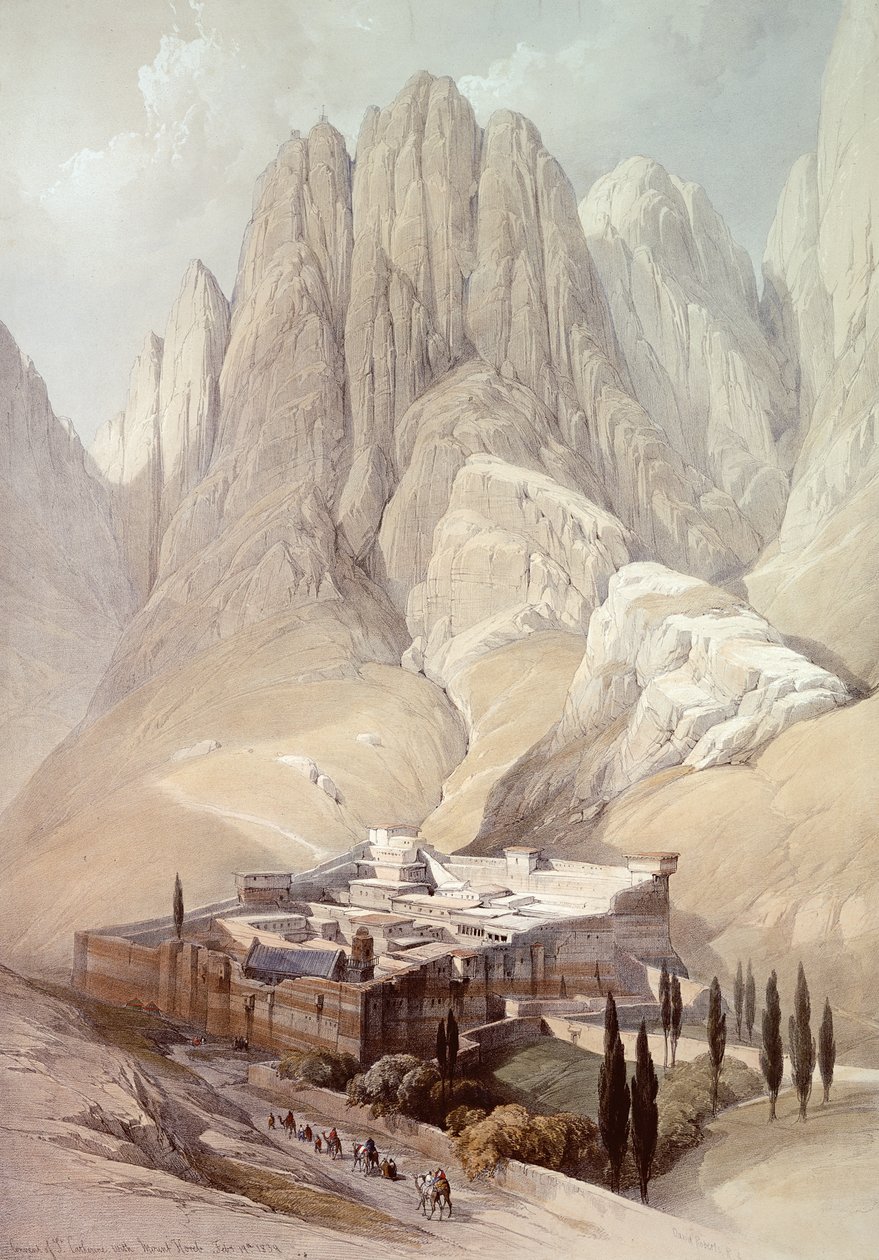 माउंट होरेब के साथ सेंट कैथरीन का कॉन्वेंट, फरवरी 19 1839, लुई पवित्र (1806-85) pub.1849 द्वारा उत्कीर्ण &39;द होली लैंड&39; के वॉल्यूम III से प्लेट 118 द्वारा डेविड रॉबर्ट्स