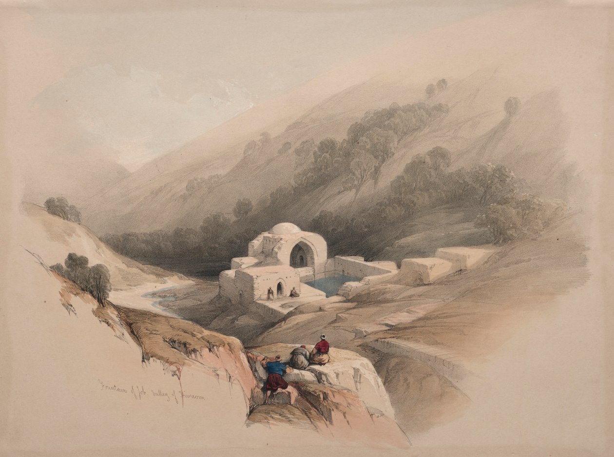 फाउंटेन ऑफ़ जॉब, वैली ऑफ हिनोम, 1839। द्वारा डेविड रॉबर्ट्स