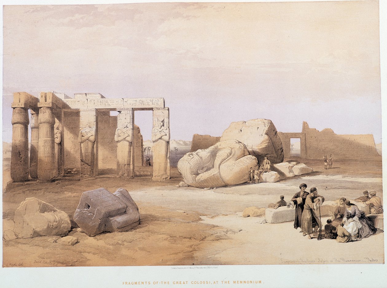 "द होली लैंड", लंदन 1849 में मेमोनियम में महान कोलोसी के टुकड़े द्वारा डेविड रॉबर्ट्स