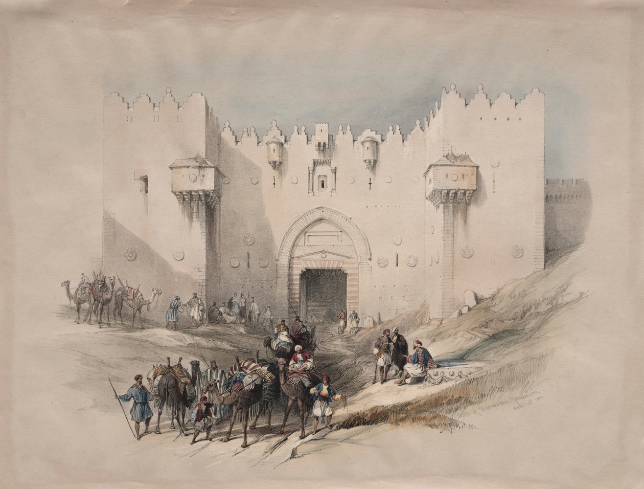 गेट ऑफ़ दमिश्क, यरूशलेम, 1839। द्वारा डेविड रॉबर्ट्स