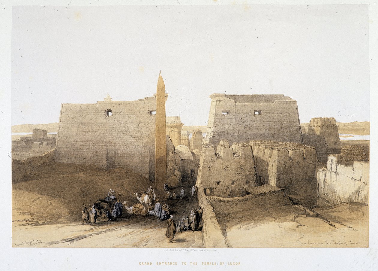 "द होली लैंड", लंदन 1849 में लक्सर के मंदिर (लक्सर) का भव्य प्रवेश द्वार द्वारा डेविड रॉबर्ट्स
