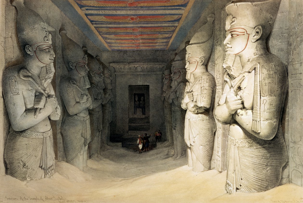 अबू सिंबल के मंदिर का आंतरिक भाग, नूबिया, मिस्र, c1845 द्वारा डेविड रॉबर्ट्स