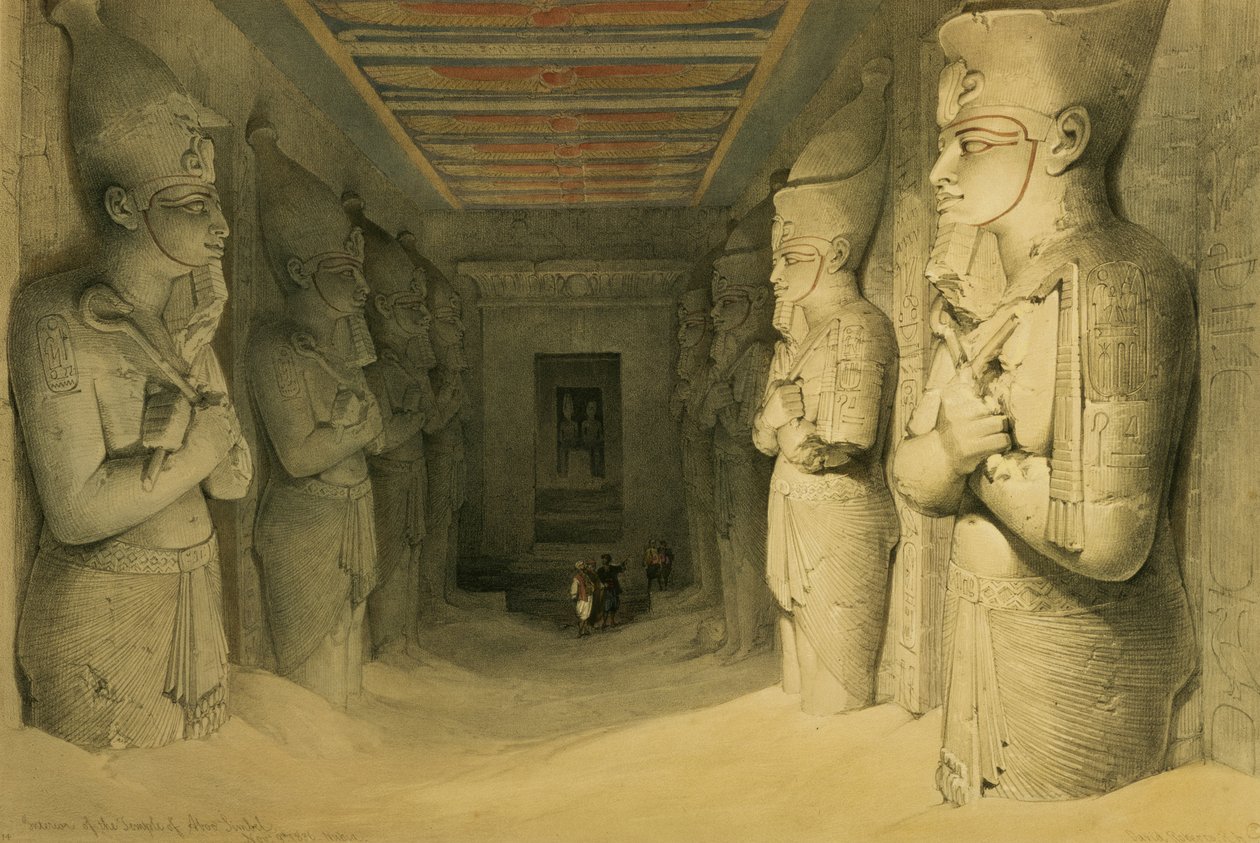 "मिस्र और नूबिया" से अबू सिंबल के मंदिर का आंतरिक भाग, खंड 1 (लिथो) द्वारा डेविड रॉबर्ट्स