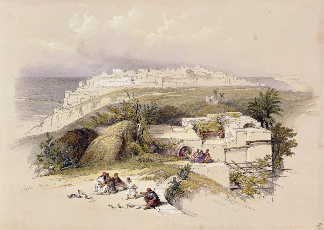 जाफ़ा, मार्च 26, 1839, लुई होघे (1806-85) पब द्वारा उत्कीर्ण &39;द होली लैंड&39; के खंड II से प्लेट 62। 1843 द्वारा डेविड रॉबर्ट्स
