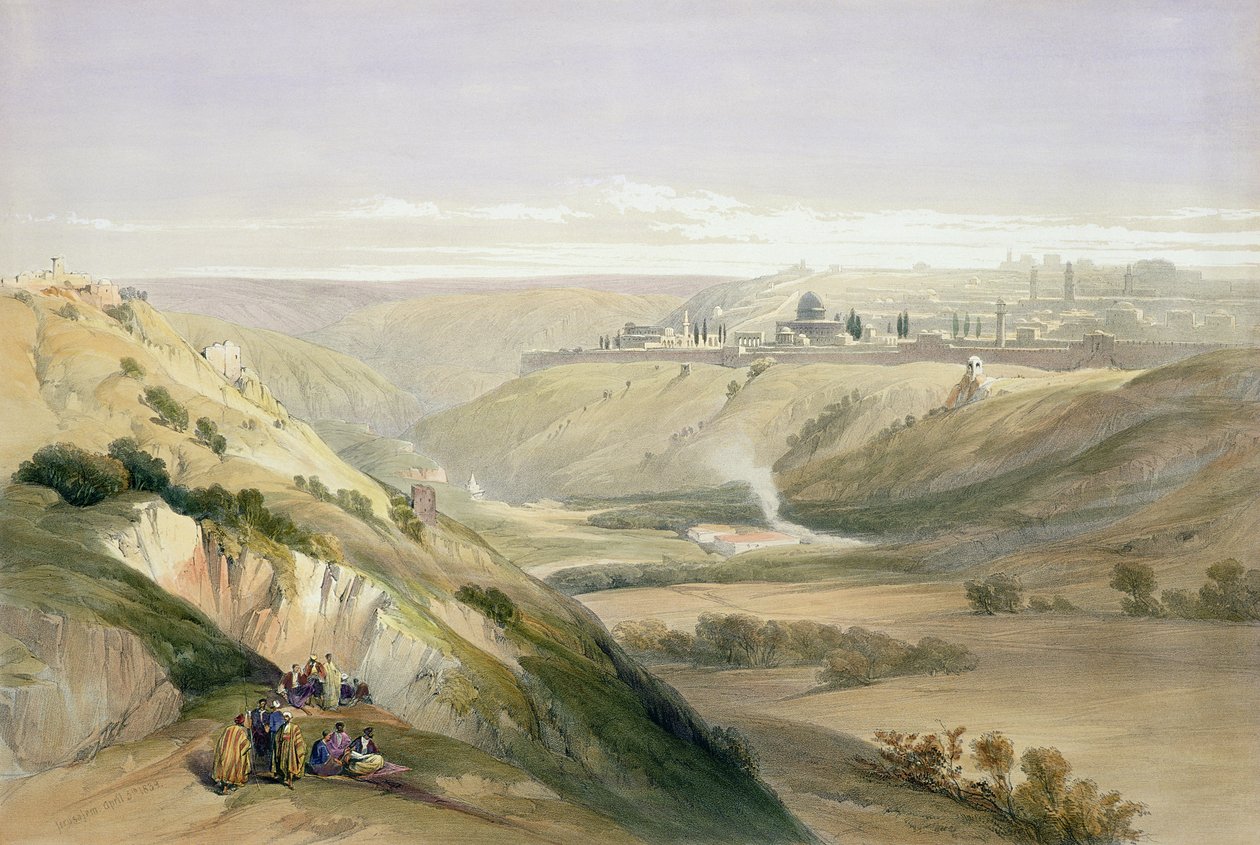 जेरूसलम, 5 अप्रैल 1839, लुइस हेघे (1806-85) पब द्वारा उत्कीर्ण &39;द होली लैंड&39; के खंड I से प्लेट 18 1842 द्वारा डेविड रॉबर्ट्स