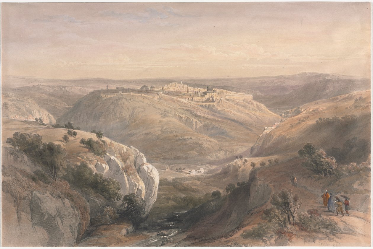 जेरूसलम दक्षिण से, 1839। द्वारा डेविड रॉबर्ट्स