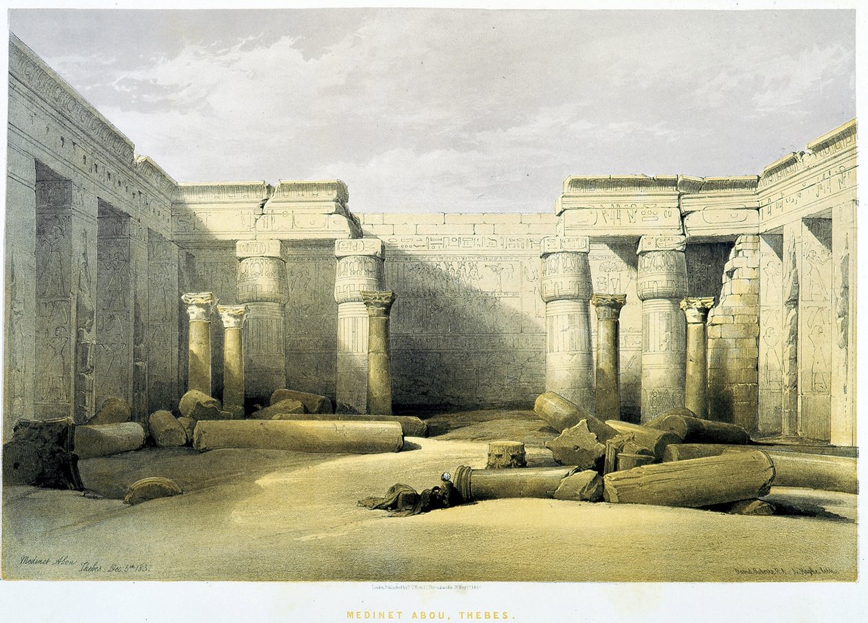 मेडिनेट अबू (मेडिनेट-हबौ), थेब्स (थेब्स) - "द होली लैंड" में, लंदन 1849 द्वारा डेविड रॉबर्ट्स
