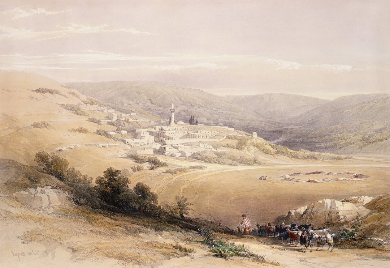 नाजरेथ, अप्रैल 28, 1839, लुइस हेघे (1806-85) पब द्वारा उत्कीर्ण &39;द होली लैंड&39; के वॉल्यूम I से प्लेट 28 1842 द्वारा डेविड रॉबर्ट्स