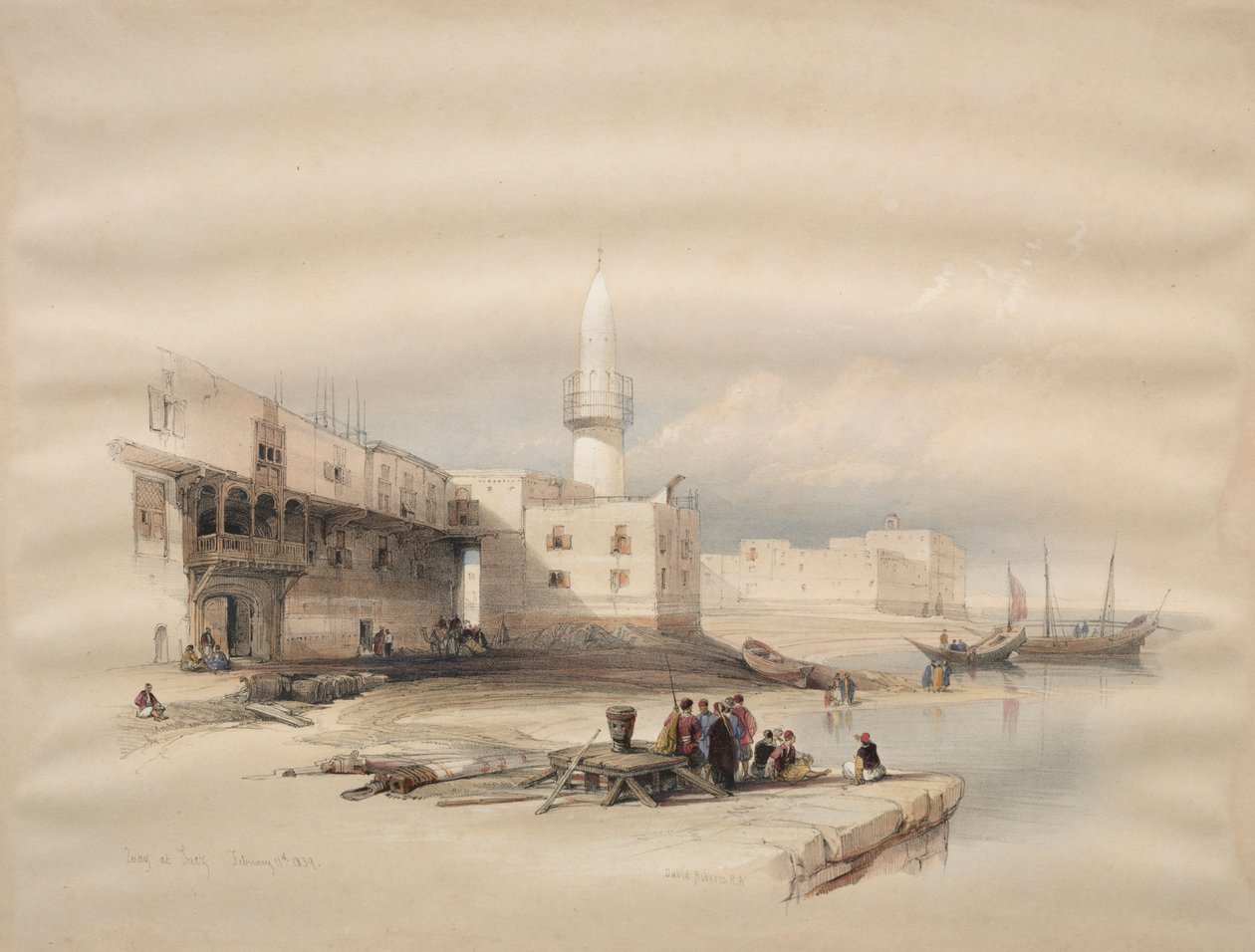 स्वेज में क्वे, 1839। द्वारा डेविड रॉबर्ट्स