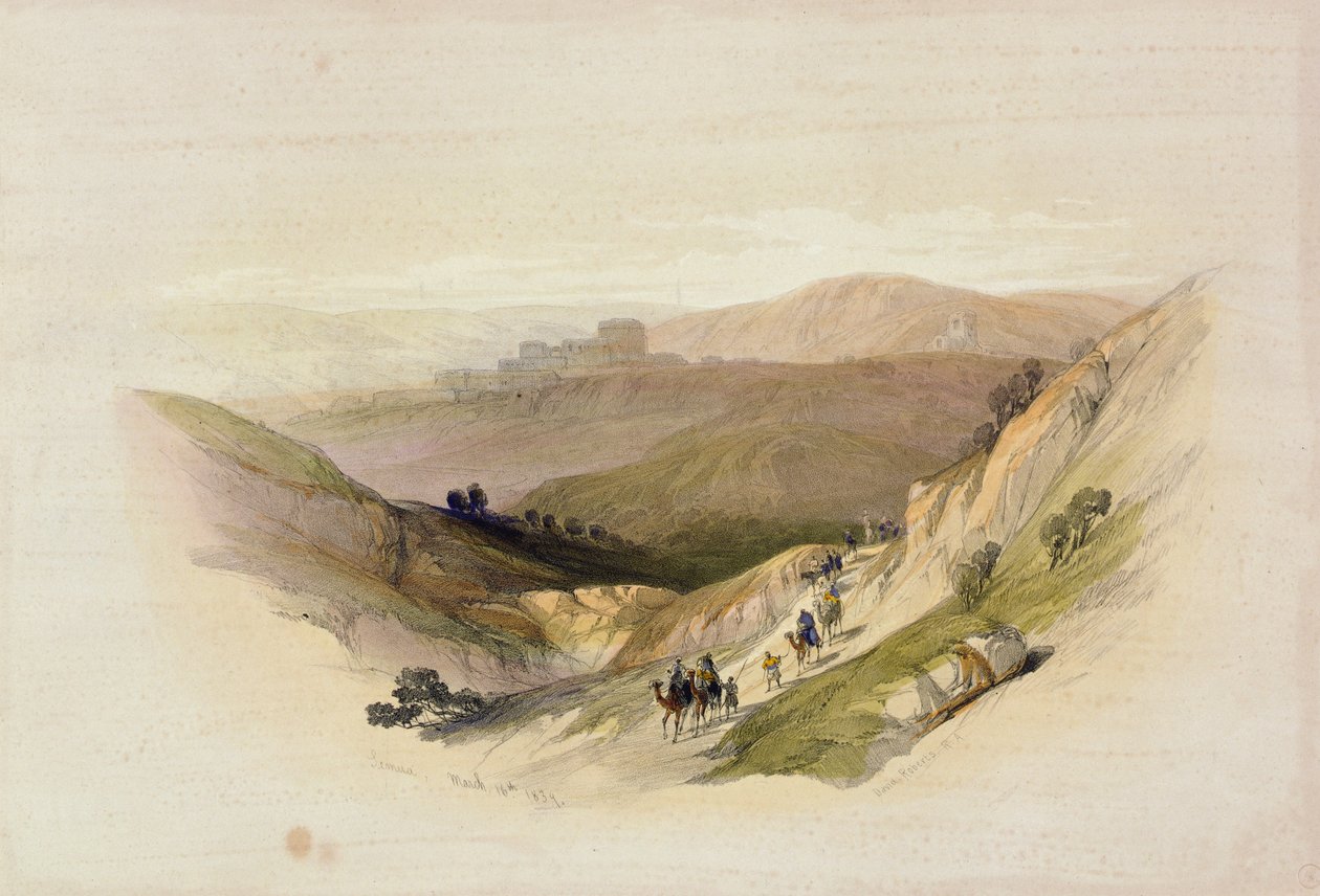 सेमुआ के खंडहर, &39;द होली लैंड&39; के खंड 1 से 16 मार्च 1839; लंदन में 1842 में प्रकाशित लुई हेघे (1806-85) द्वारा उत्कीर्ण द्वारा डेविड रॉबर्ट्स