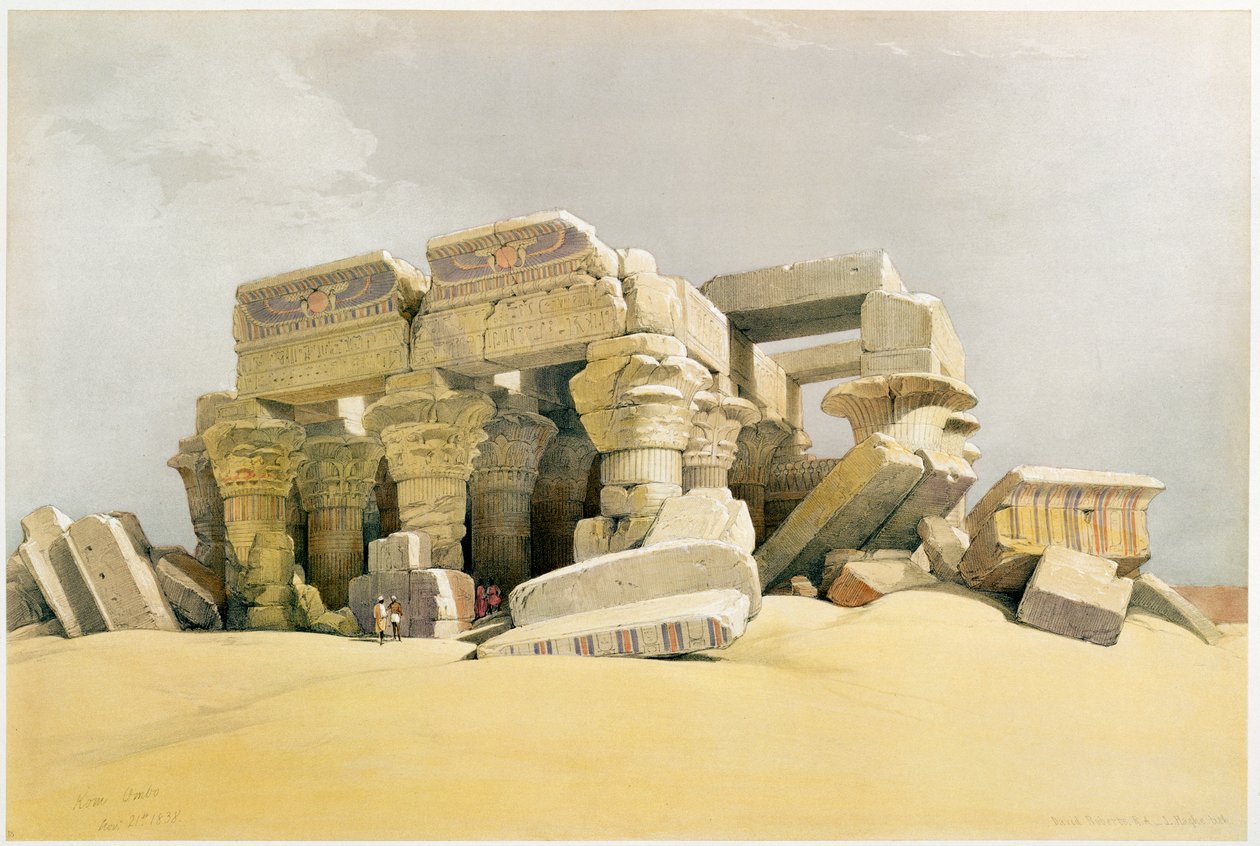 कोम ओम्बो के मंदिर के खंडहर, मिस्र, c1845 द्वारा डेविड रॉबर्ट्स