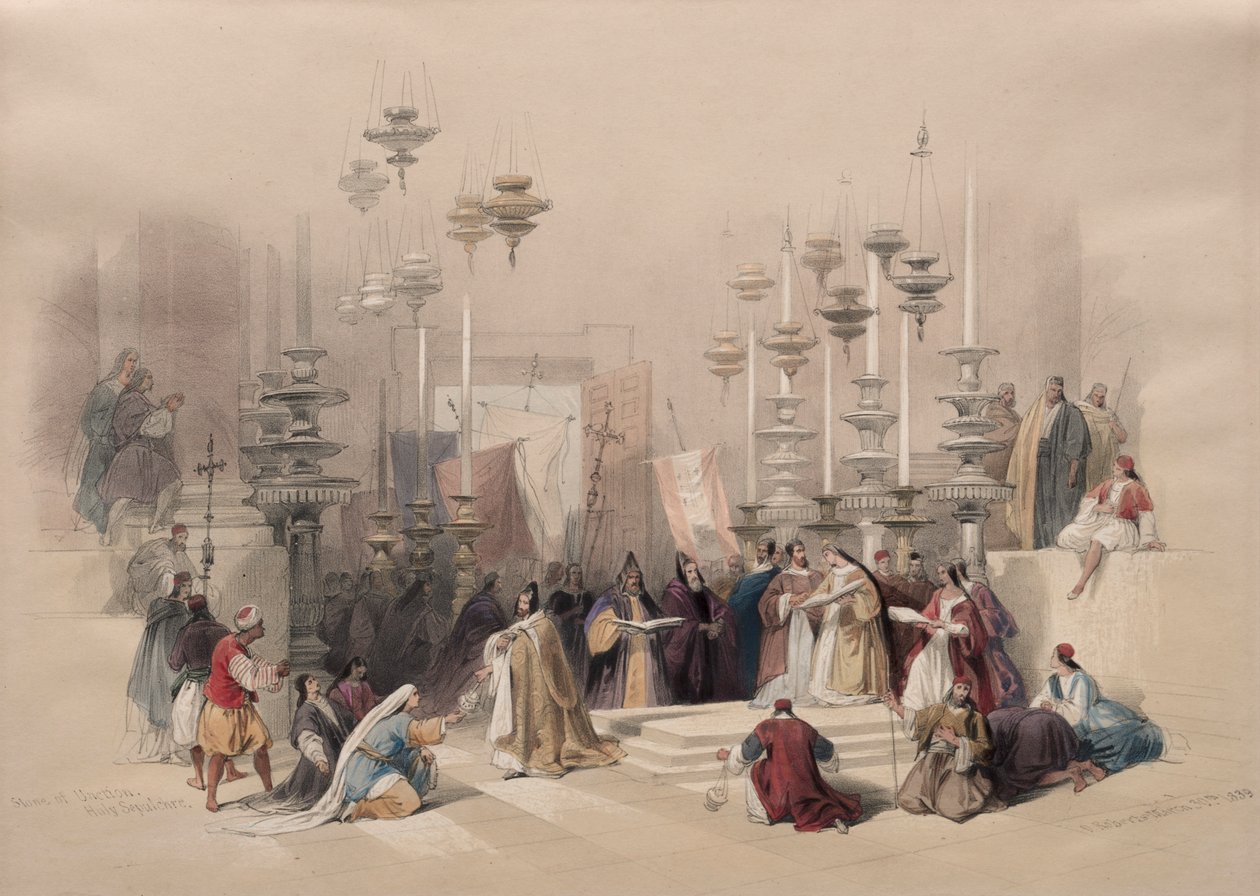 एकता का पत्थर, पवित्र क़ब्र, 1839। द्वारा डेविड रॉबर्ट्स
