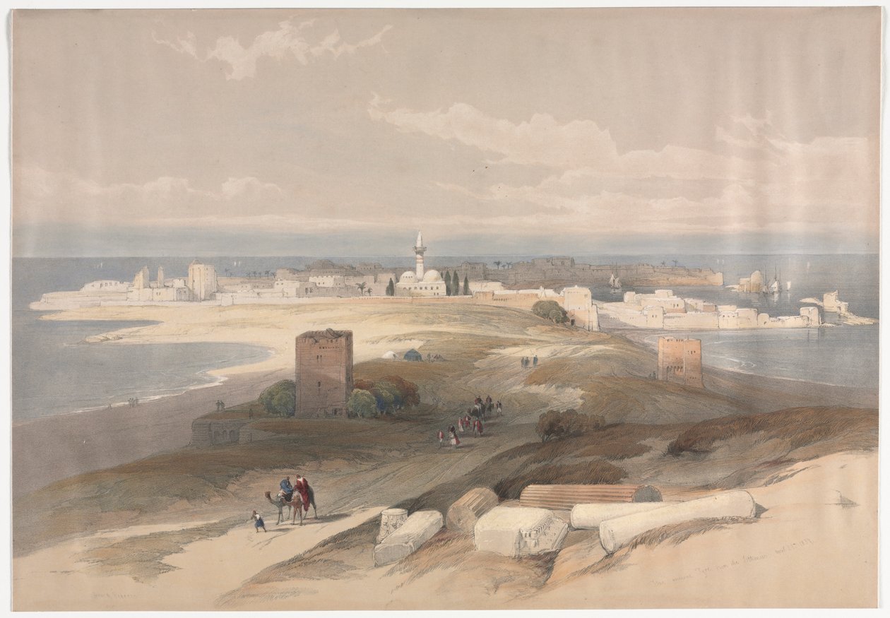 सूर या त्सोर, प्राचीन टायर इथमस से, 1839। द्वारा डेविड रॉबर्ट्स