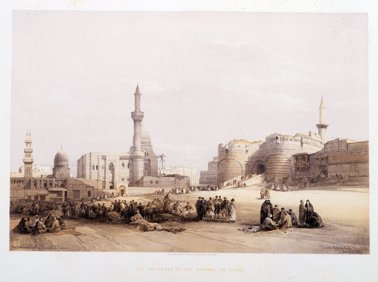 काहिरा (काहिरा) के गढ़ का प्रवेश - डेविड रॉबर्ट्स, लंदन 1849 द्वारा "" द होली लैंड "" में द्वारा डेविड रॉबर्ट्स