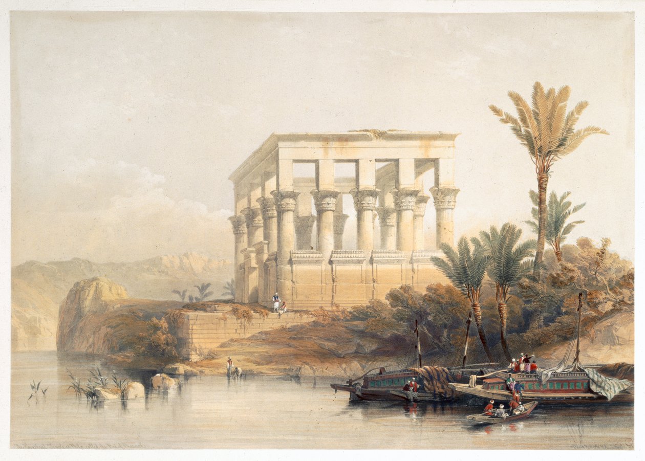 फिले में हाईपेथ्रल मंदिर, जिसे फिरौन, मिस्र का बिस्तर कहा जाता है, 1849 द्वारा डेविड रॉबर्ट्स