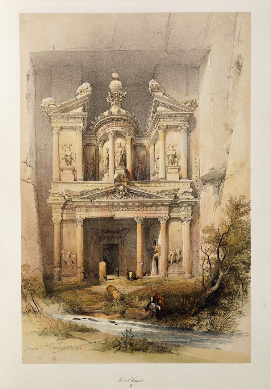 द ट्रेजरी - एल ख़ासने, "द होली लैंड" श्रृंखला, 1842-1849 से द्वारा डेविड रॉबर्ट्स