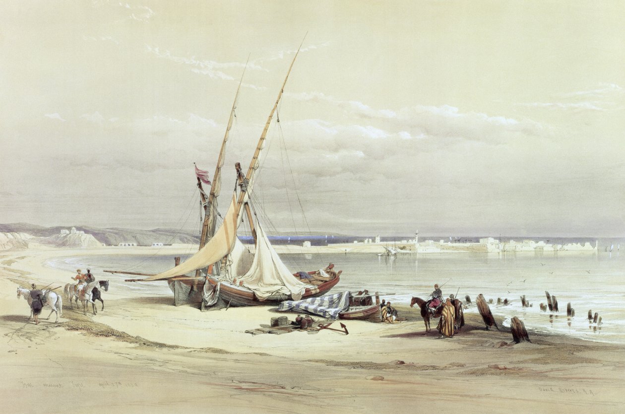 ज़्यूर, प्राचीन टायर, अप्रैल 27, 1839, लुई हागे (1806-85) पब द्वारा उत्कीर्ण &39;द होली लैंड&39; के खंड II से प्लेट 69। 1843 द्वारा डेविड रॉबर्ट्स