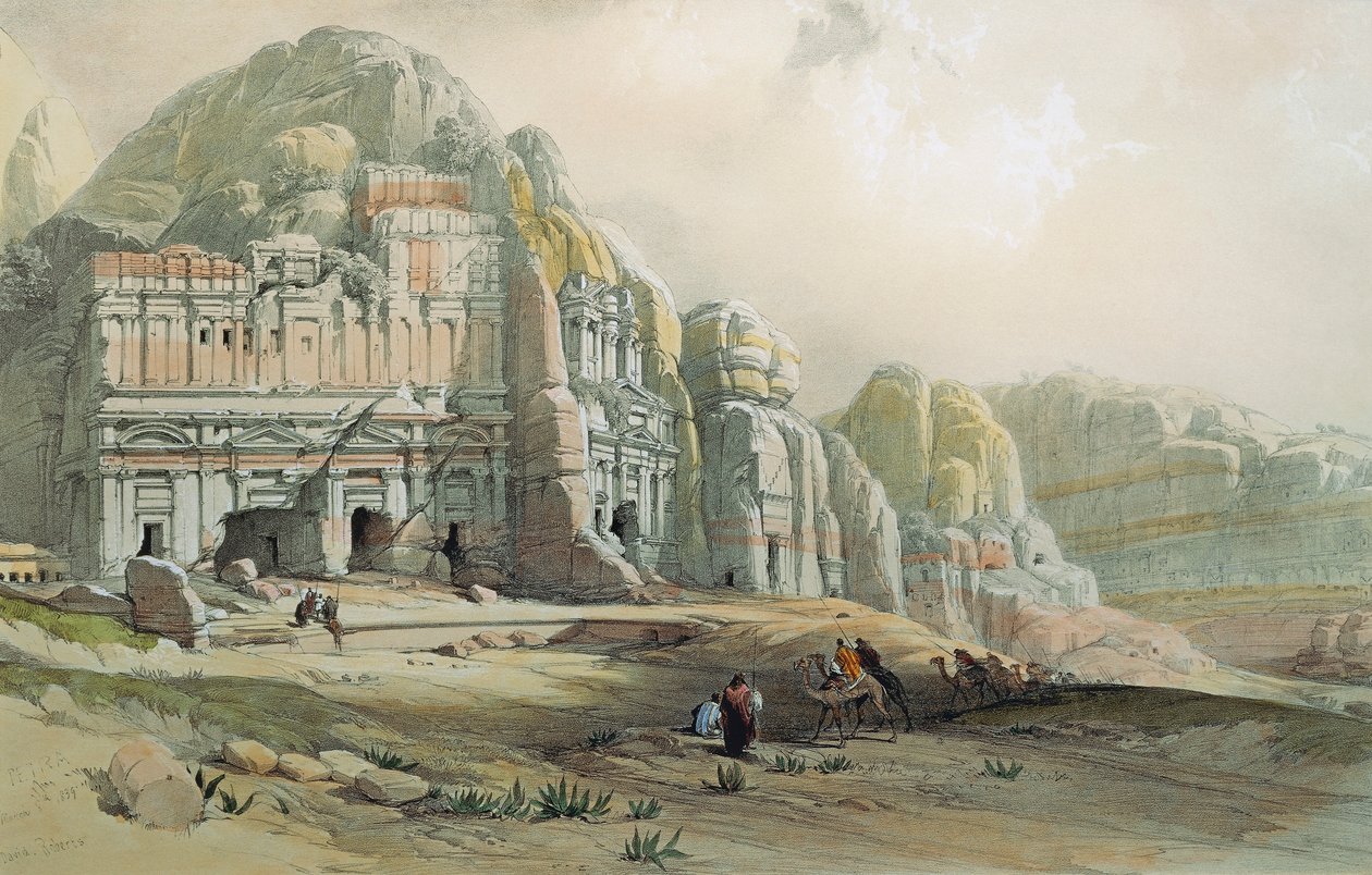 डेविड रॉबर्ट्स द्वारा पेट्रा, जॉर्डन के खंडहरों का दृश्य द्वारा डेविड रॉबर्ट्स