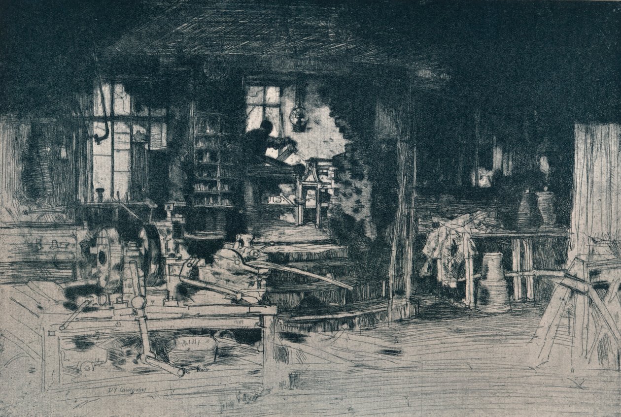 कार्यशाला, स्टर्लिंग, 1905। द्वारा डेविड यंग कैमरून
