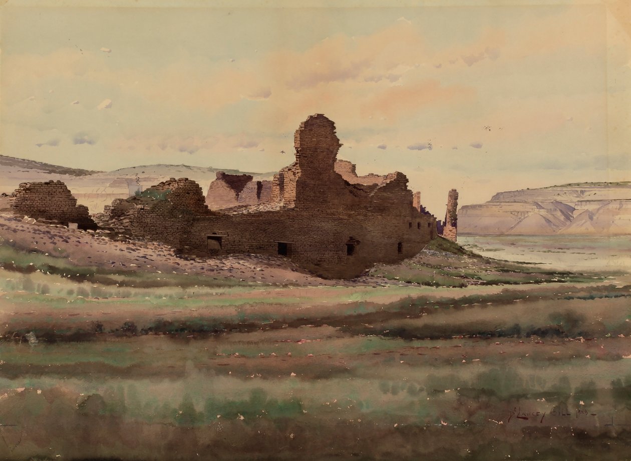 प्यूब्लो बोनिटो रुइन, चाको कैन्यन, न्यू मैक्सिको, 1888। द्वारा डी लांसी गिल