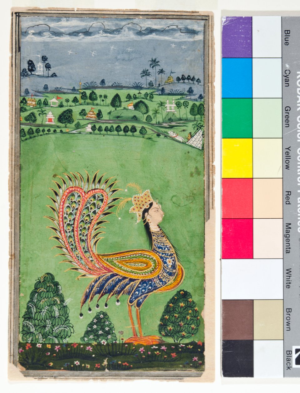एक महिला के सिर के साथ पौराणिक मोर, c.1750 (कागज पर अपारदर्शी w - c और सोना) द्वारा डेक्कन स्कूल