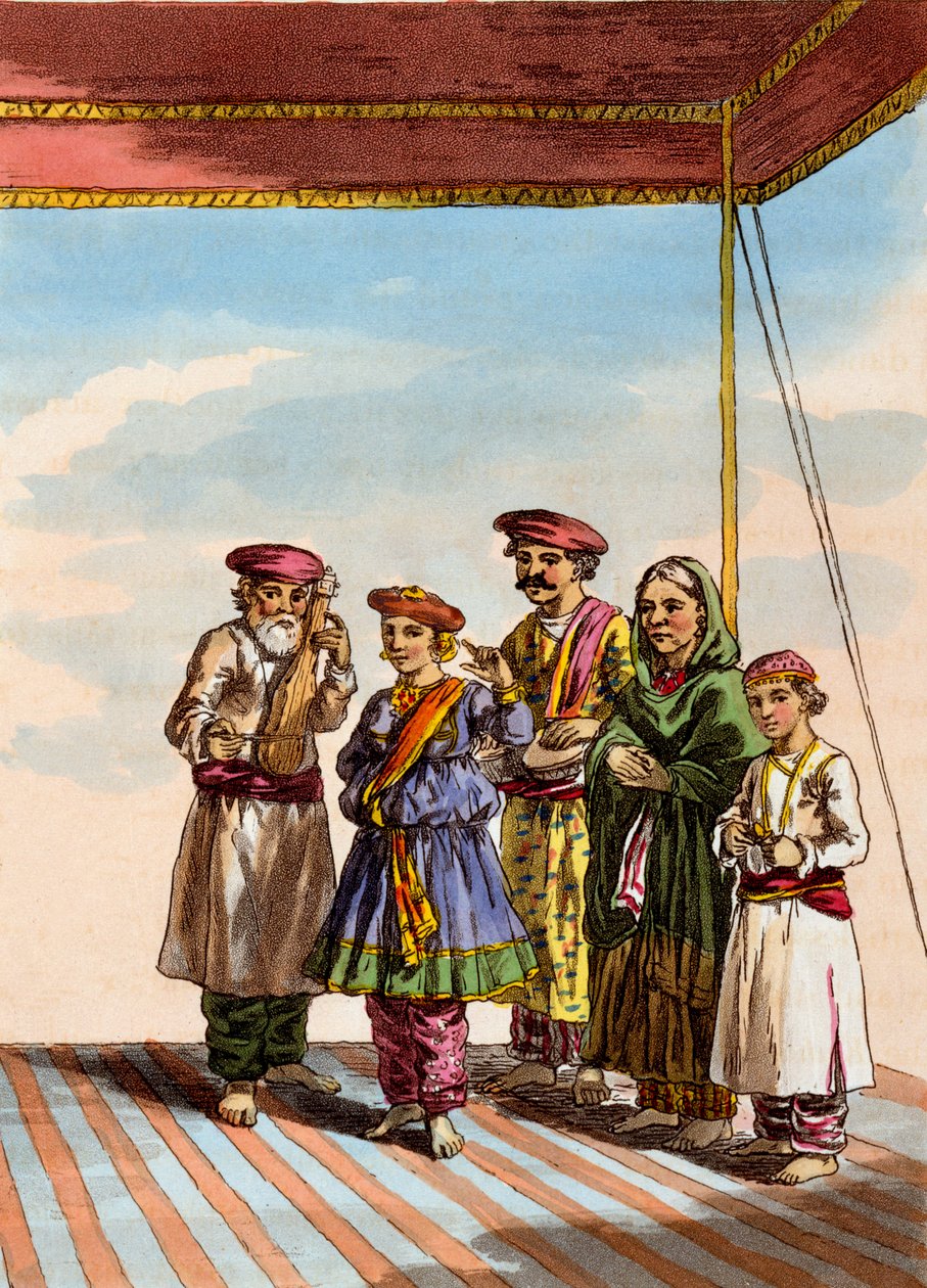 टीडी ब्रॉटन द्वारा &39;द कॉस्ट्यूम, कैरेक्टर, मैनर्स, डोमेस्टिक हैबिट्स एंड द ग्रेटियस सेरेमनीज ऑफ ट्राड ब्रॉटन&39; से कुहरवा नृत्य करती हुई एक लड़की, जेए एटकिन्सन, 1813 द्वारा दीन एले