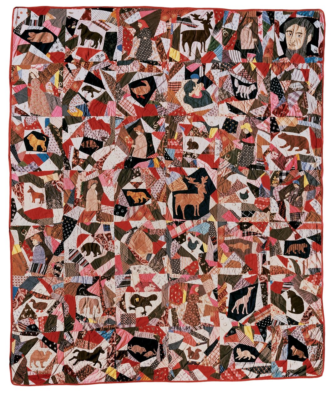 अब्राहम लिंकन एंड एनिमल्स के साथ Applique and Pieced Crazy Quilt, 1870-1880 (कॉटन अप्लीक) द्वारा डेल्फिया नाइस हास्किन्स