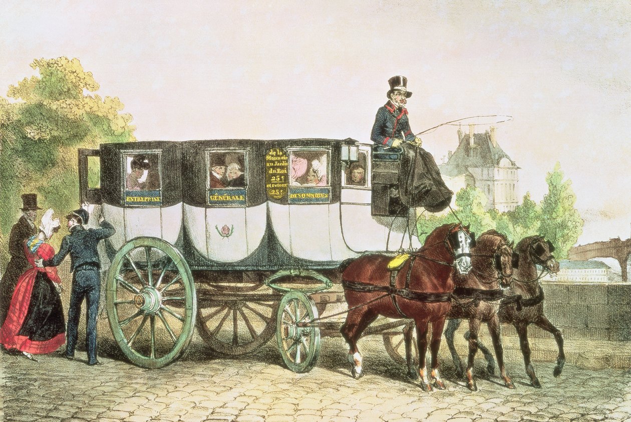 Company ओम्निबस जनरल कंपनी ’, मोनाई से जार्डिन डु रोई के कोच, c.1815 द्वारा डेनिस अगस्टे मैरी रैफेट