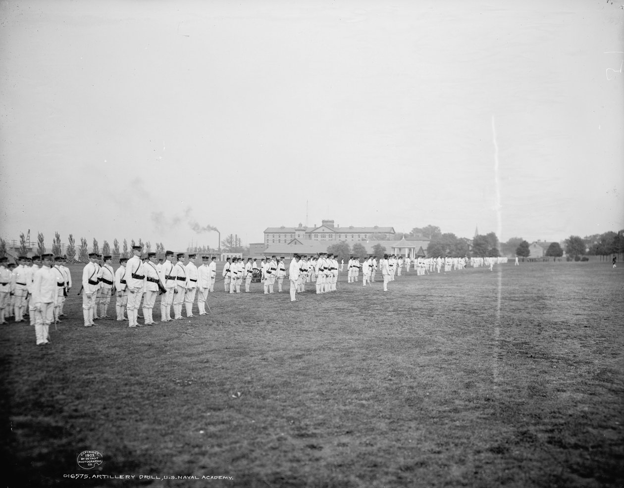 आर्टिलरी ड्रिल, यूएस नेवल अकादमी, अन्नापोलिस, मैरीलैंड, c.1903 द्वारा डेट्रोइट प्रकाशन कंपनी