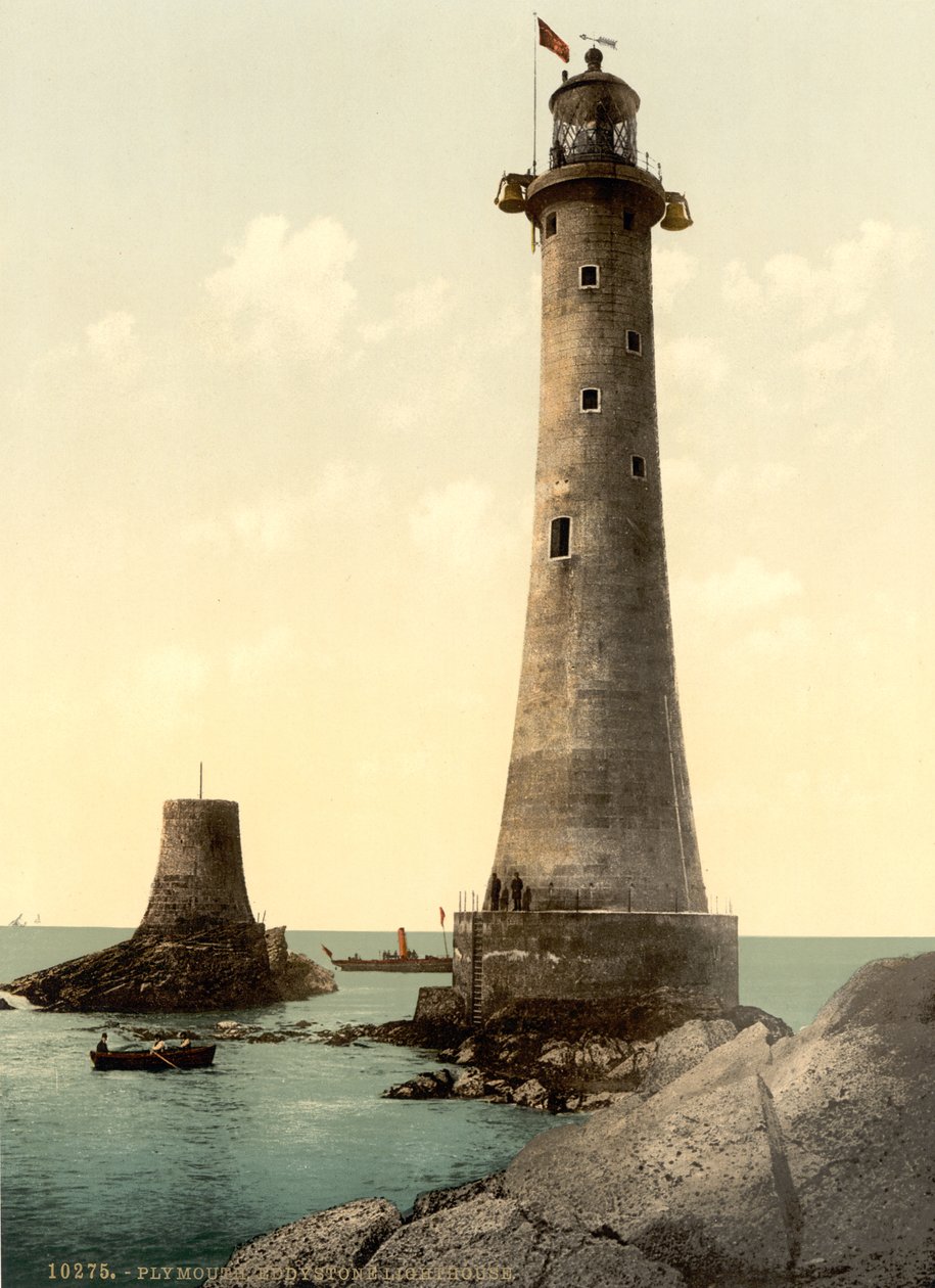 एड्डिस्टोन लाइटहाउस, प्लायमाउथ, इंग्लैंड, c.1900 द्वारा डेट्रोइट प्रकाशन कंपनी