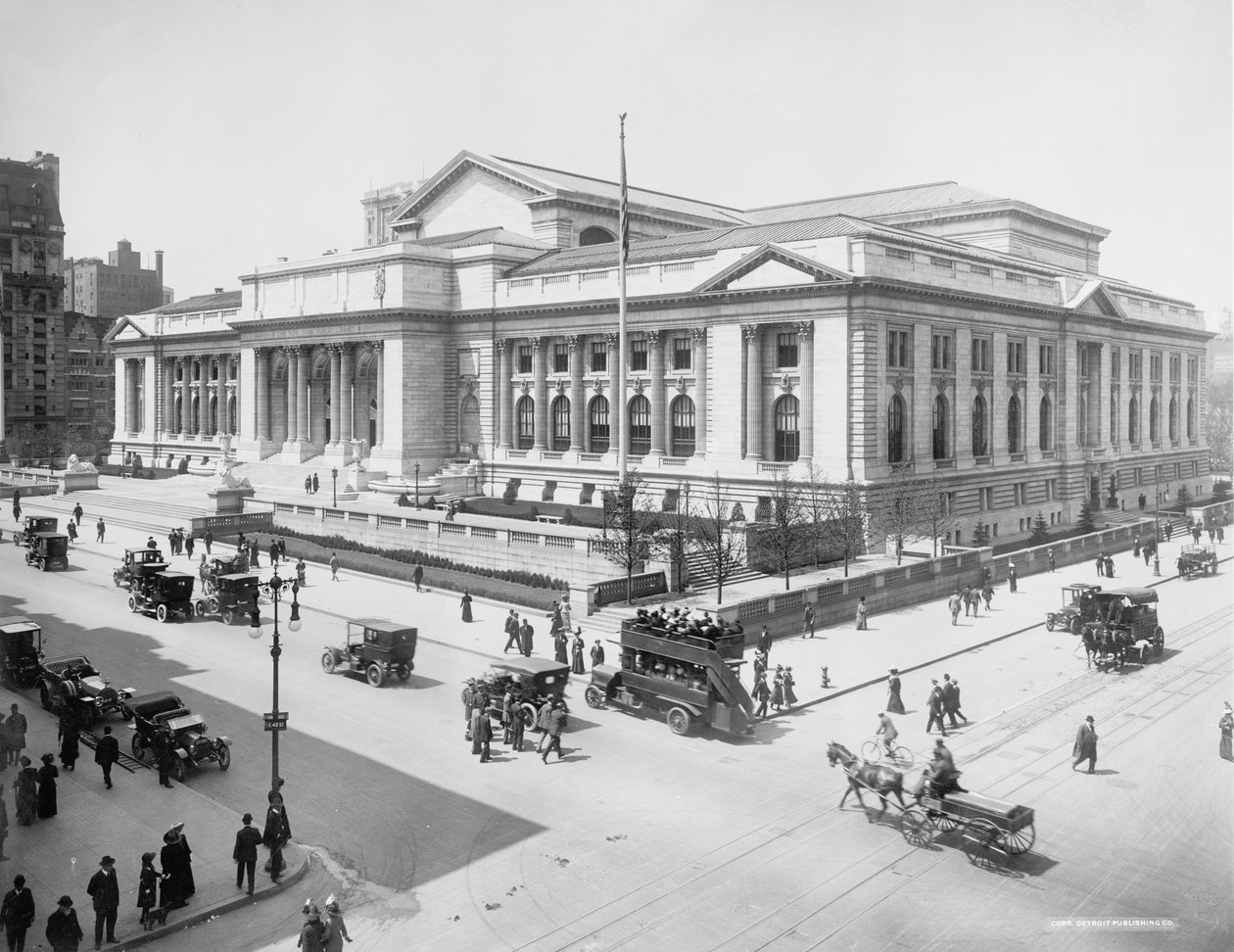 पब्लिक लाइब्रेरी बिल्डिंग, न्यूयॉर्क सिटी, यूएसए, c.1915 द्वारा डेट्रोइट प्रकाशन कंपनी