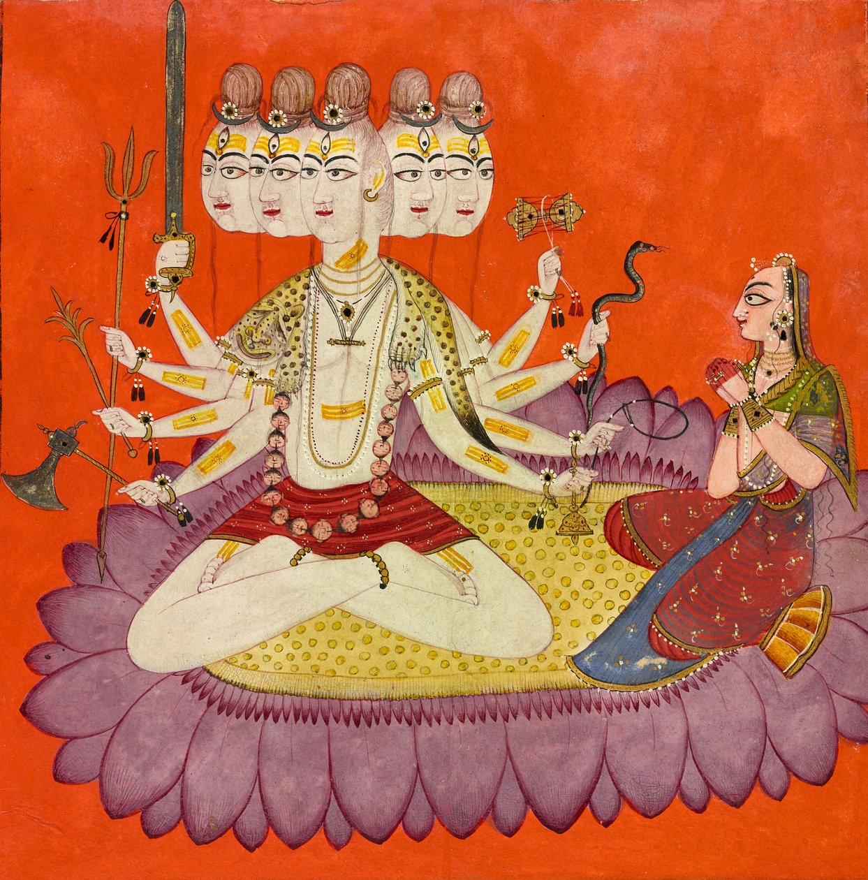 पार्वती द्वारा पूजे गए सदाशिव, सीए। 1690. द्वारा देवीदास