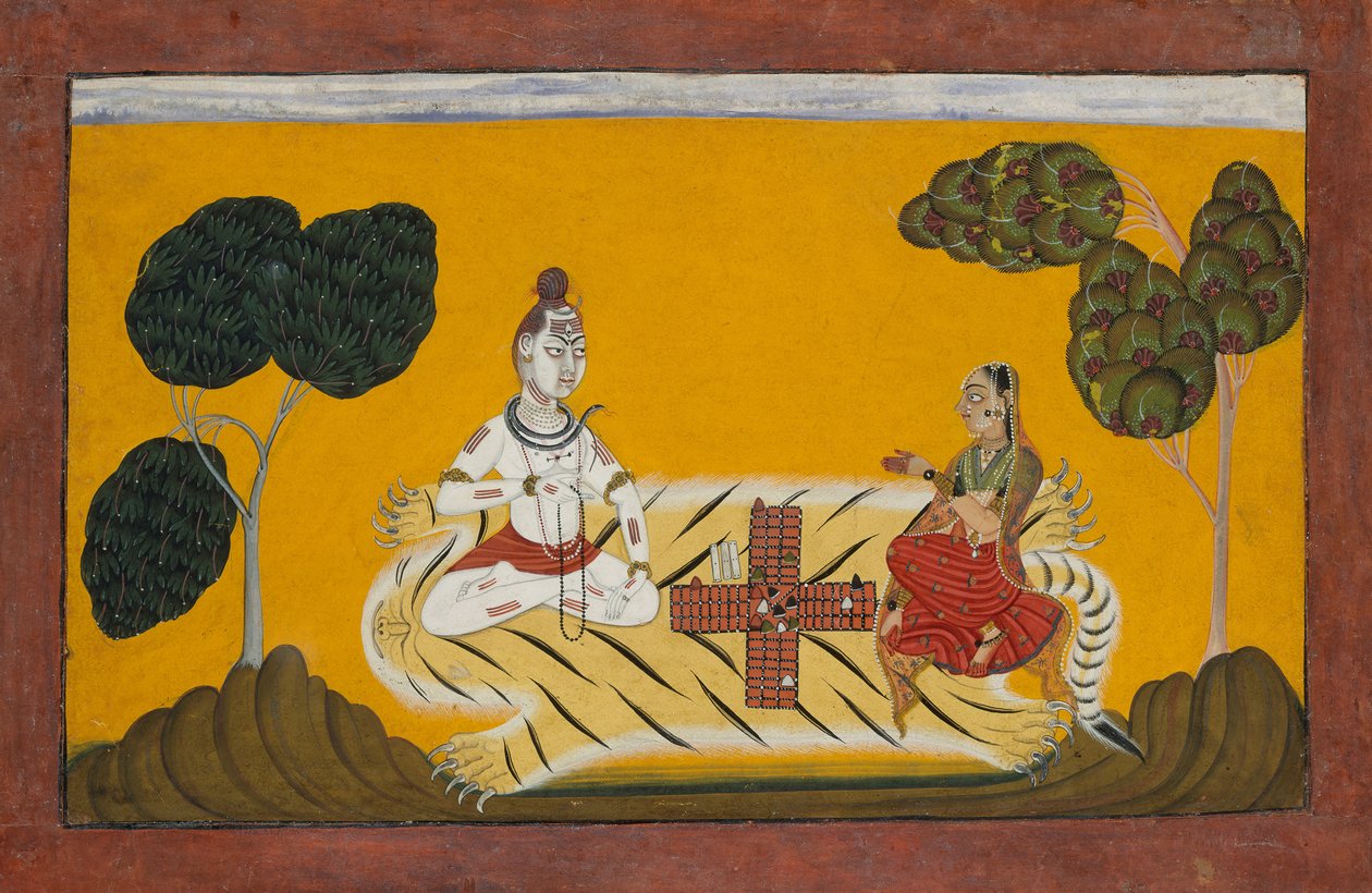 Shiva and Parvati Playing Chaupar: Folio from a Rasamanjari Series, dated 1694-95.  द्वारा नूरपुर की देवीदास