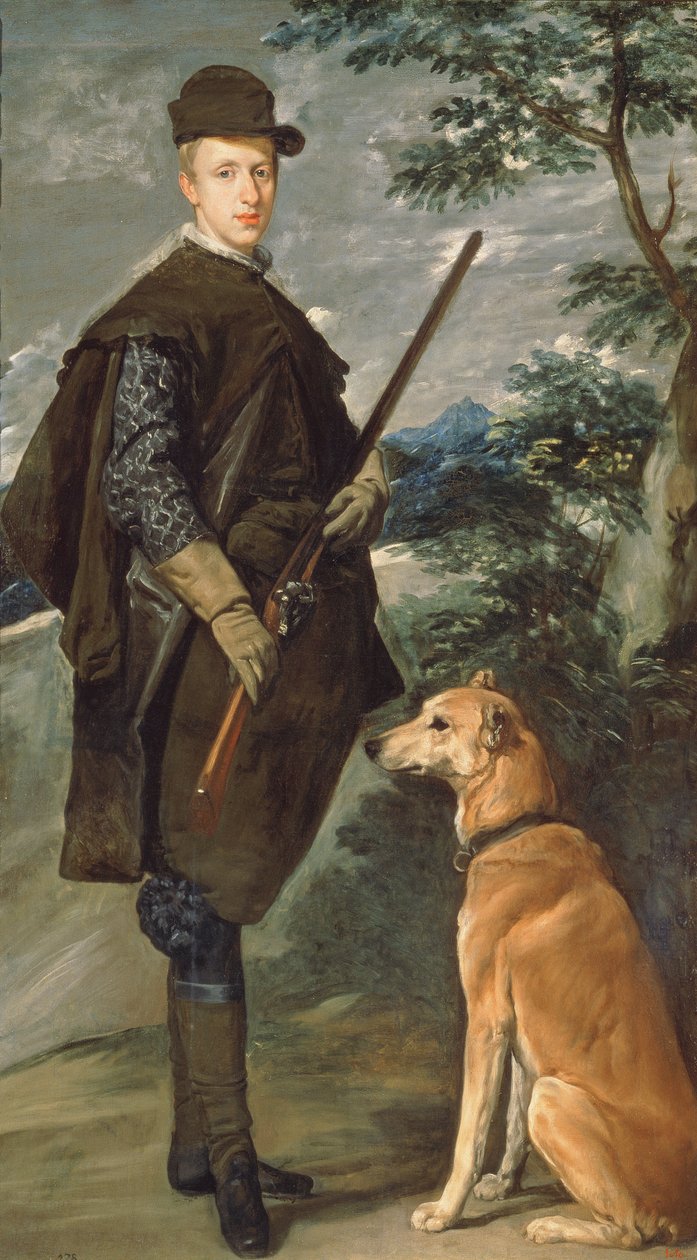 गन एंड डॉग, 1632 के साथ ऑस्ट्रिया के कार्डिनल इन्फेंटे फर्डिनेंड (1609-41) का पोर्ट्रेट द्वारा डिएगो वेलाज़क्वेज़